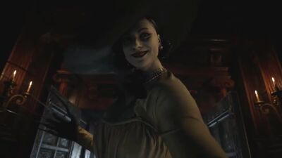 Resident Evil 8: Village Lady Dumitrescu Высокая Леди Димитреску в шляпе прикол фильм "Мужчина по вызову" рвёт одежду