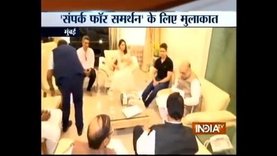 Sampark for Samarthan_ BJP chief Amit Shah meets Madhuri Dixit