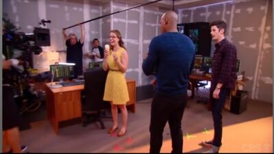 Melissa Benoist and Grant Gustin Behind the Scenes of Worlds Finest