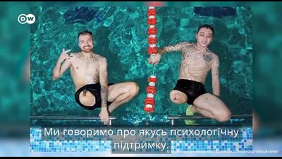 Ukrainian pornstar Josephine Jackson (Yulia Senyuk) helps Ukrainian military undergo rehabilitation in the pool