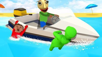 Пластилиновый БАЛДИ #4 УЧИТЕЛЬ СБЕЖАЛ НА КАТЕРЕ В ИГРЕ Human: Fall Flat крабокот